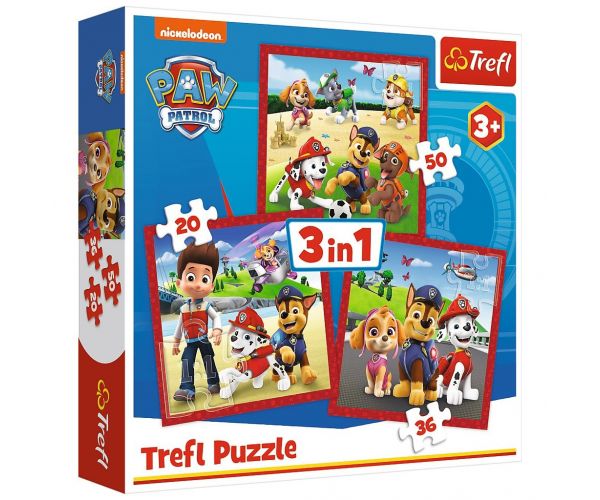 Mancs őrjárat: Boldog kutyusok 3 az 1-ben puzzle - Trefl
