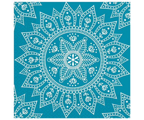 Mandala kék-fehér 2 rétegű papírszalvéta 20db-os csomag