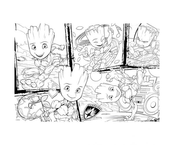 Marvel Groot 2 az 1-ben 250db-os puzzle és színező 50x35cm - Lisciani