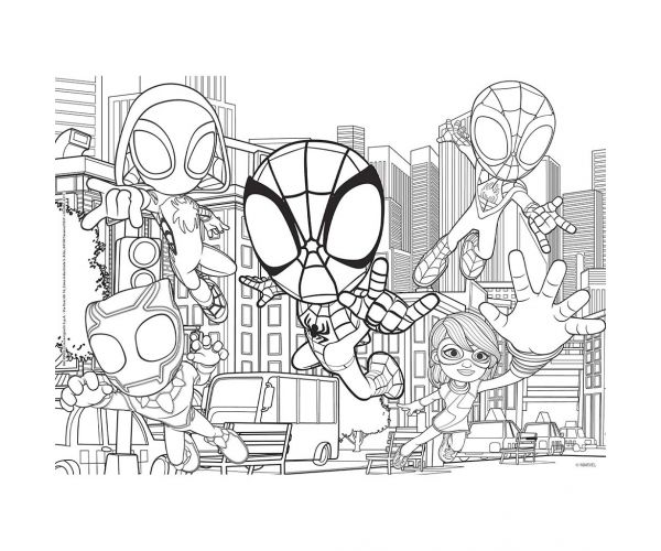 Marvel Spidey 2 az 1-ben 24db-os puzzle és színező 35x25cm - Lisciani