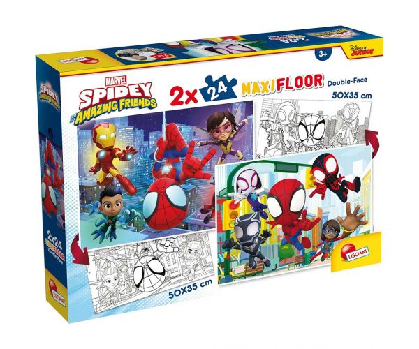 Marvel Spidey 2 az 1-ben maxi 2x24db-os puzzle és színező 50x35cm - Lisciani