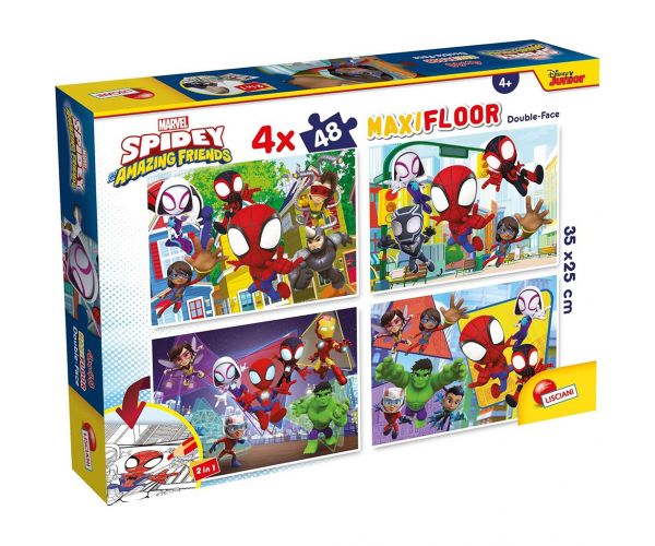 Marvel Spidey 2 az 1-ben maxi 4x48db-os puzzle és színező 35x25cm - Lisciani