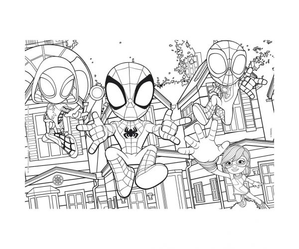 Marvel Spidey és csapata 2 az 1-ben 24db-os puzzle és színező 50x35cm - Lisciani