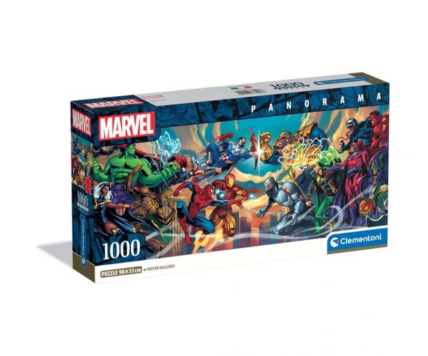 Marvel hősök 1000db-os panoráma puzzle poszterrel - Clementoni
