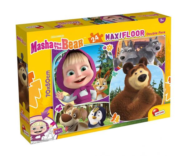 Mása és a medve 2 az 1-ben maxi 24db-os puzzle és színező 70x50cm - Lisciani