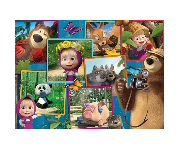 Mása és a medve képek 2 az 1-ben 35db-os maxi padló puzzle és színező 70x50cm - Lisciani