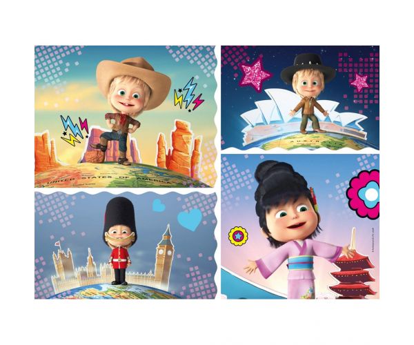 Mása és a medve Mása világot lát 24db-os maxi padló puzzle 70x50cm - Lisciani