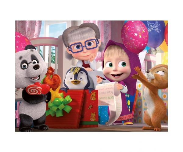 Mása és a medve meglepetés buli 60db-os maxi padló puzzle 70x50cm - Lisciani