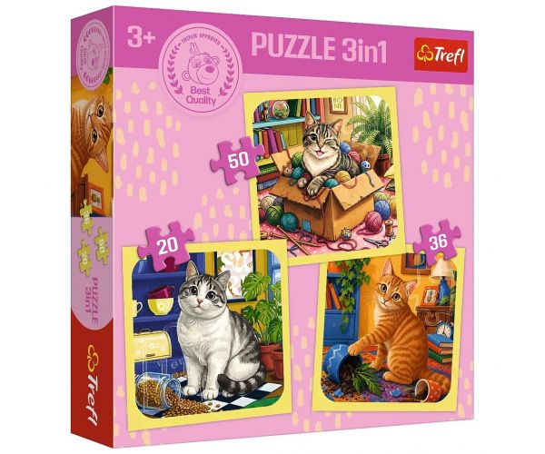 Cicás örömteli pillanatok 3 az 1-ben 50, 36 és 20 db-os puzzle - Trefl