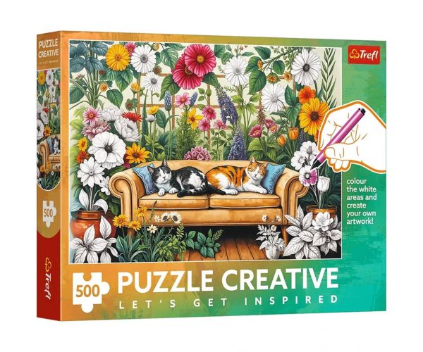 Cicák a virágos kertben – 500 db-os Creative puzzle – Trefl