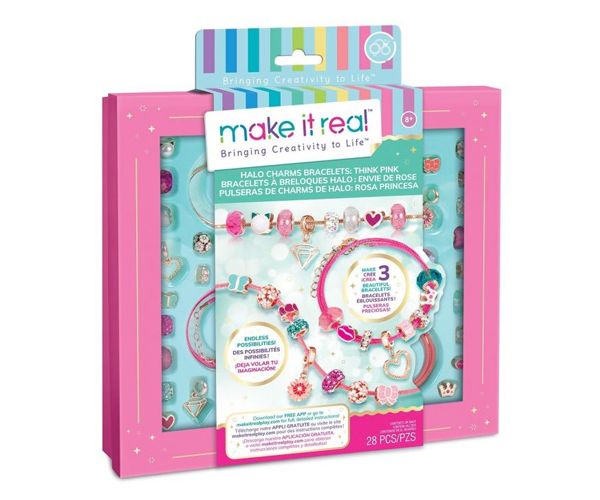 Make it Real: Kristály Medál Karkötők Pink