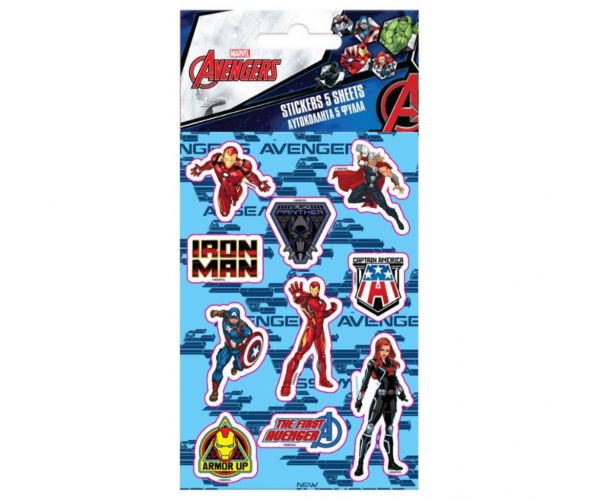 Marvel Bosszúállók öntapadós matrica szett 8x12cm-es íven 5db