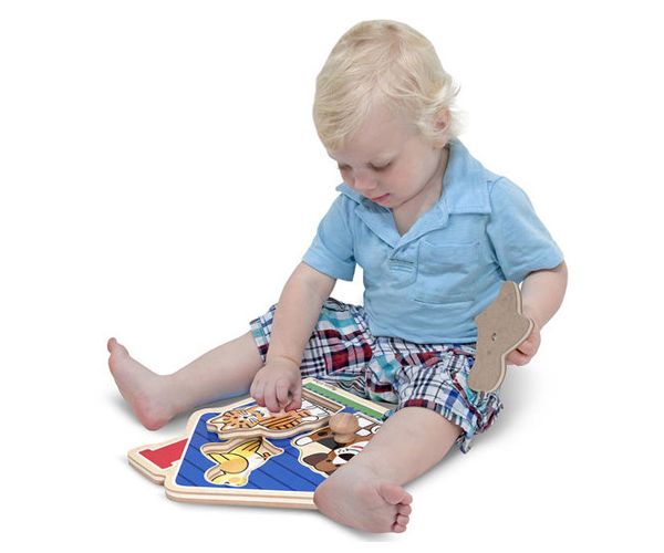 Kiskedvencek fa puzzle fogantyúval - Melissa & Doug