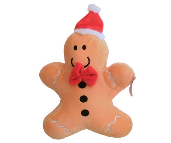 Mézeskalács plüssfigura piros sapkában és nyakkendőben 24cm