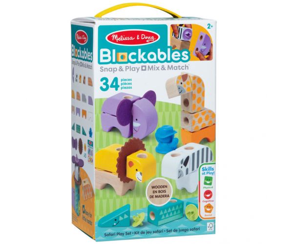 Melissa&Doug: Blockables - Safari állatos fa játékszett - Spin Master