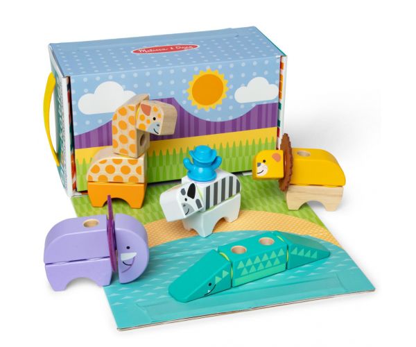 Melissa&Doug: Blockables - Safari állatos fa játékszett - Spin Master