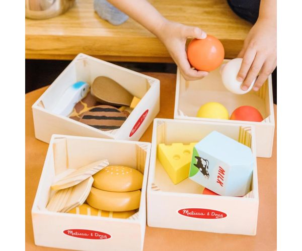 Melissa&Doug: Élelmiszerek ládákban fa játékszett - Spin Master
