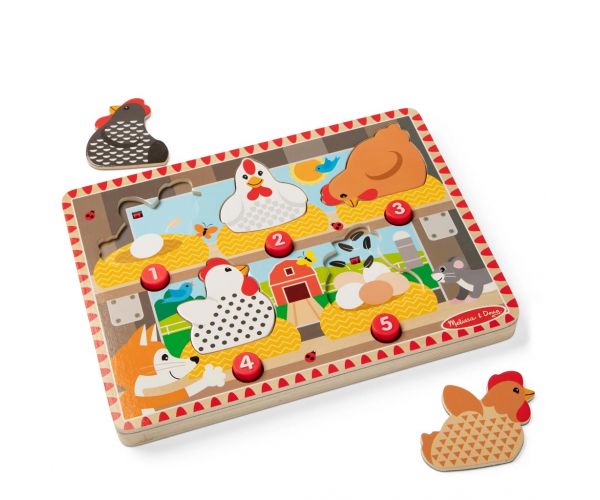 Melissa&Doug Push to Pop Puzzle – Boldog tyúkok fa fejlesztő puzzle - Spin Master