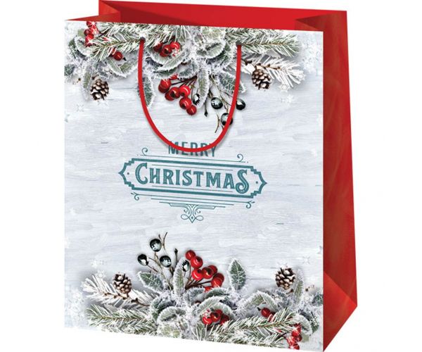 Merry Christmas közepes méretű ajándéktáska 18x23x10cm-es