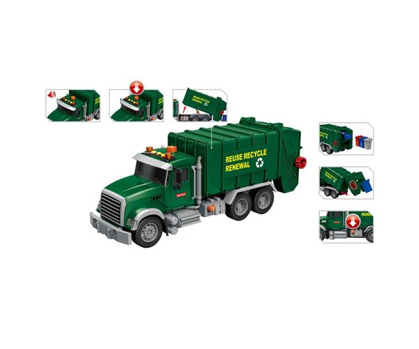 Mega Truck: Szelektív hulladékszállító kamion fénnyel és hanggal 40x14x21cm