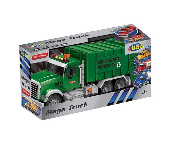 Mega Truck: Szelektív hulladékszállító kamion fénnyel és hanggal 40x14x21cm