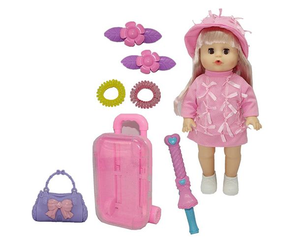 Melani 36cm-es pisilő baba bőrönddel, kiegészítőkkel és hang effektekkel