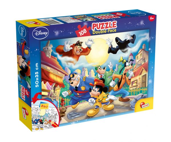 Mickey egér - A detektív 2 az 1-ben 108db-os puzzle és színező 50x35cm - Lisciani