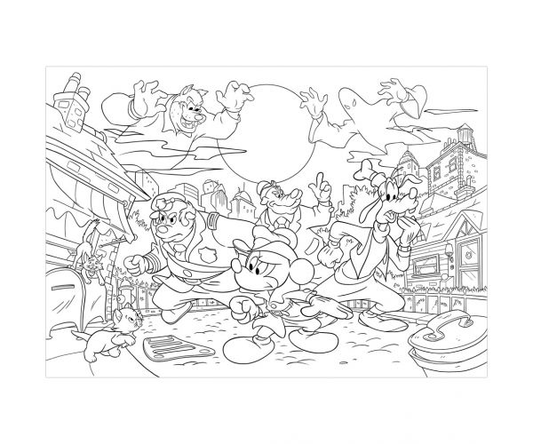 Mickey egér - A detektív 2 az 1-ben 108db-os puzzle és színező 50x35cm - Lisciani
