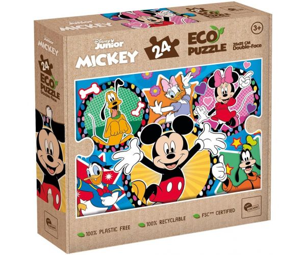 Mickey Egér és barátai 2 az 1-ben 24db-os Eco mini puzzle és színező 35x25cm - Lisciani