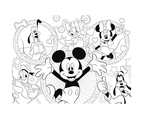 Mickey Egér és barátai 2 az 1-ben 24db-os Eco mini puzzle és színező 35x25cm - Lisciani