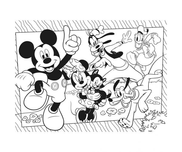 Mickey egér és barátai 2 az 1-ben 60db-os Eco puzzle és színező 70x50cm - Lisciani