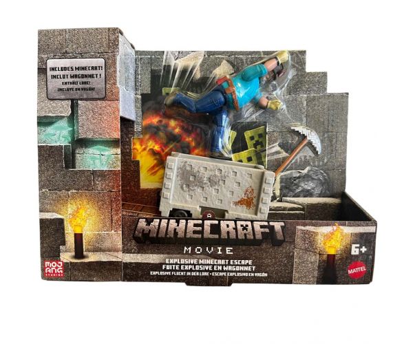 Minecraft A Film - Steve és a bányakocsi játékszett - Mattel