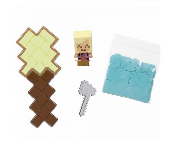 Minecraft: Reveal Aranyszőke Hajós minifigura sárga kard alakú tárolóban - Mattel