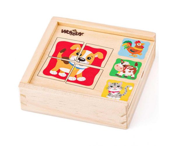 Állatos mini fa puzzle dobozban - Woodyland