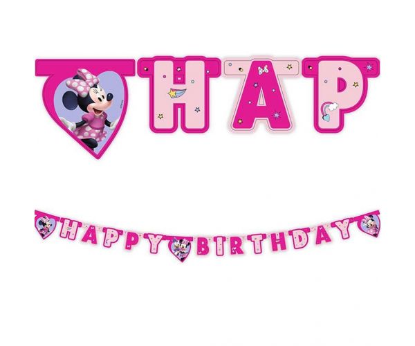 Minnie egér és Daisy szülinapi "Happy Birthday" feliratú party banner 200cm