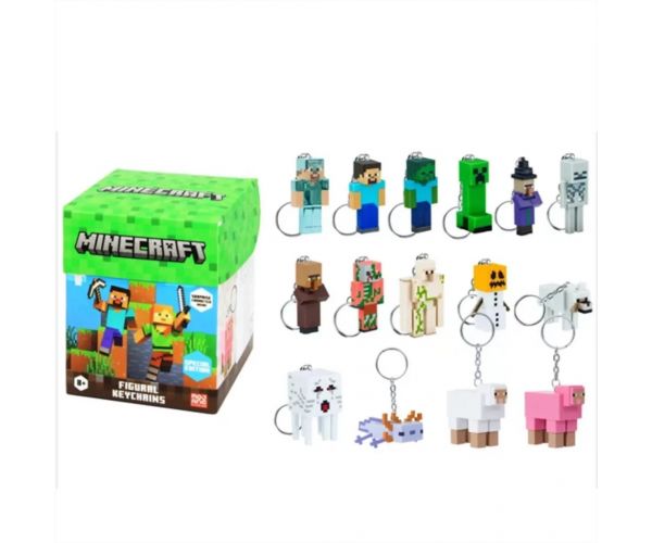 Minecraft meglepetés figura kulcstartó, 13 cm, 2. sorozat - 1db