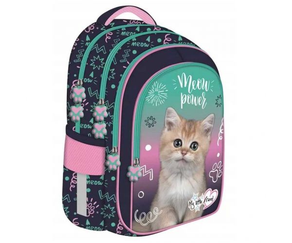 MLF Kitty Party cica mintás 4 rekeszes iskolatáska, hátizsák BPL58 40x29x19 cm