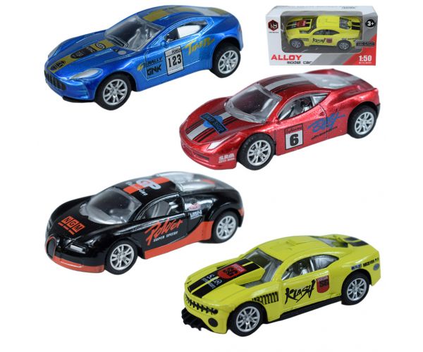 Car Model: Fém versenyautó többféle változatban 7cm 1/50 1db