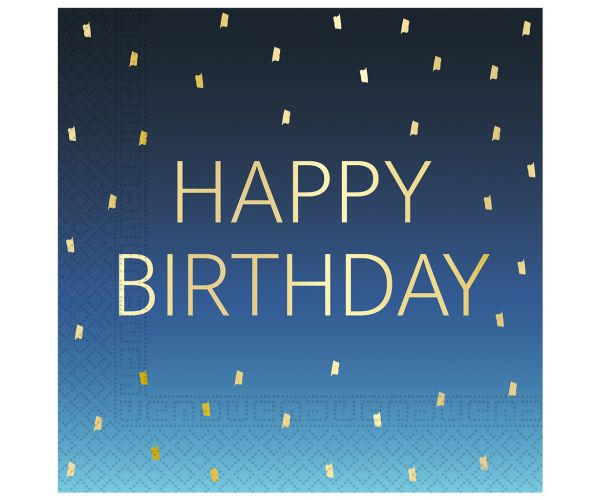 Kék színű szülinapi "Happy Birthday" feliratú 2 rétegű papírszalvéta 20db-os csomag