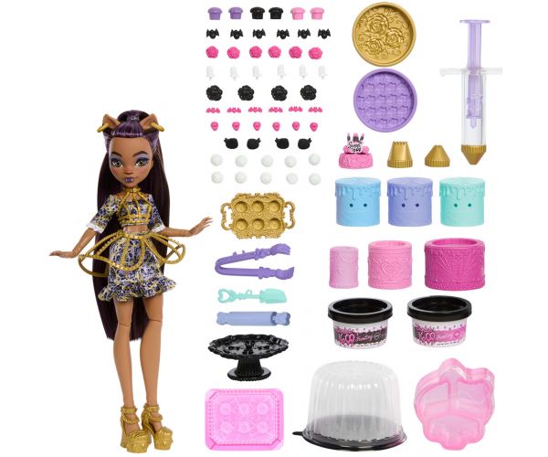 Monster High: Scary Sweet Birthday – Clawdeen Wolf baba tortadíszítő játékszett - Mattel