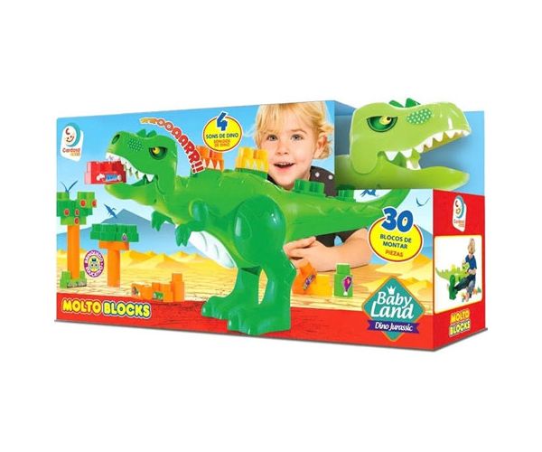 Molto: Blocks kockafaló gigantosaurus dinós építőkocka szett hanggal 30db-os