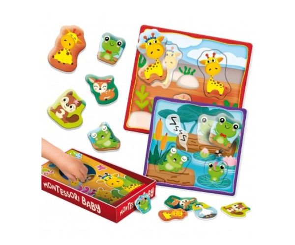 Montessori: Baby Box készségfejlesztő formaillesztő puzzle - Állatok - Lisciani