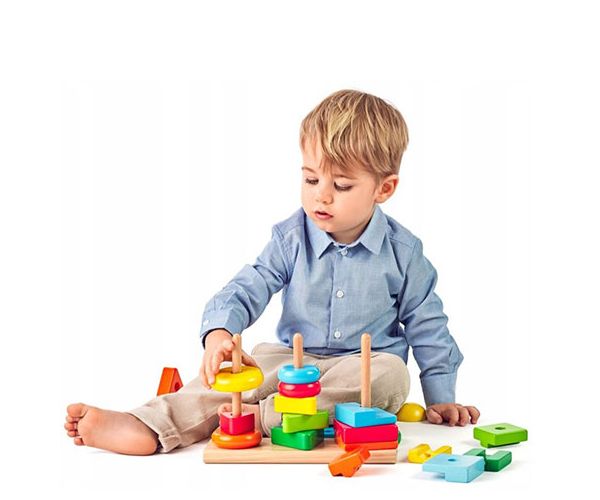 Montessori fa toronyépítő játékszett - Woodyland