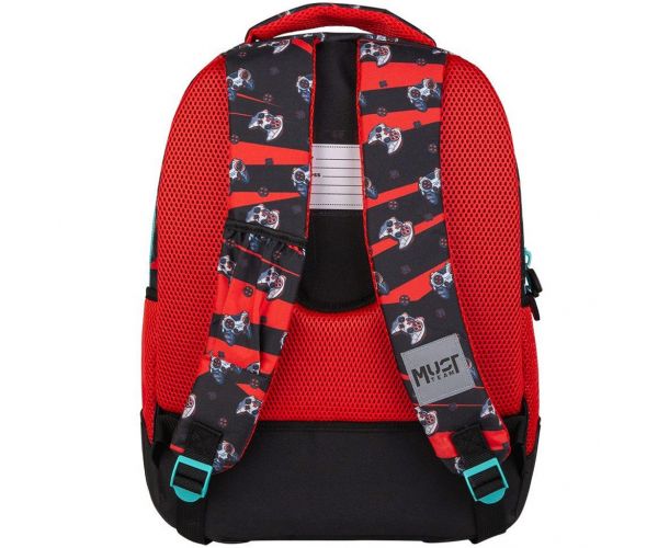 Luna: Must Team Gamer lekerekített 3 rekeszes iskolatáska, hátizsák 32x18x43cm