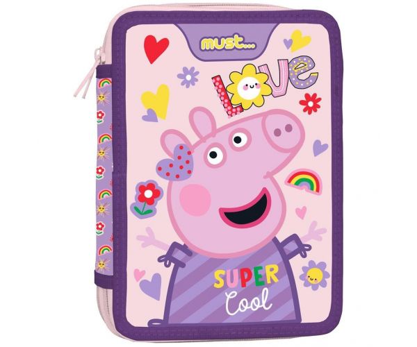 Must: Peppa Malac kétszintes töltött tolltartó 15x21x5cm