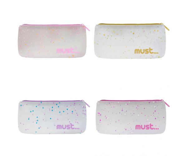 Must: Confetti dizájnos szilikon tolltartó négyféle változatban 20x10cm
