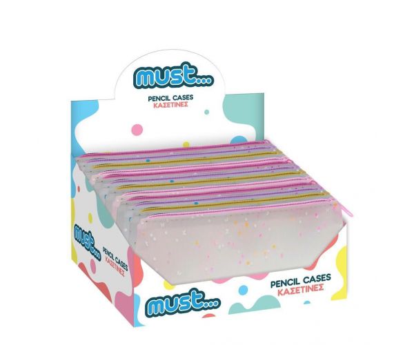 Must: Confetti dizájnos szilikon tolltartó négyféle változatban 20x10cm
