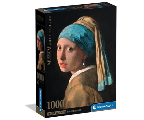 Museum Collection: Johannes Vermeer - Leány gyöngy fülbevalóval 1000 db-os puzzle poszterrel - Clementoni