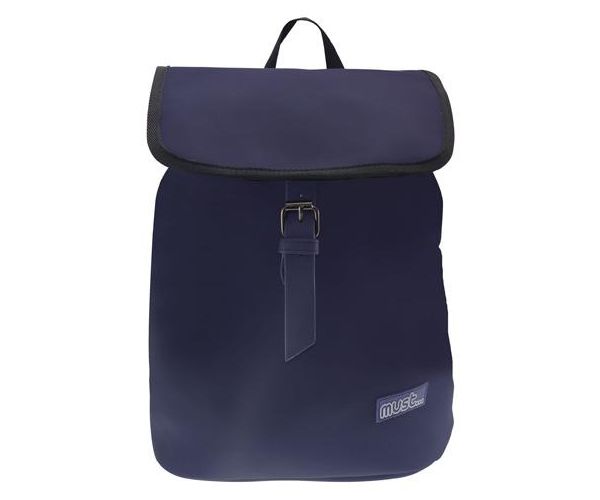 Must: Kék csatos iskolatáska, hátizsák 22x11x31cm
