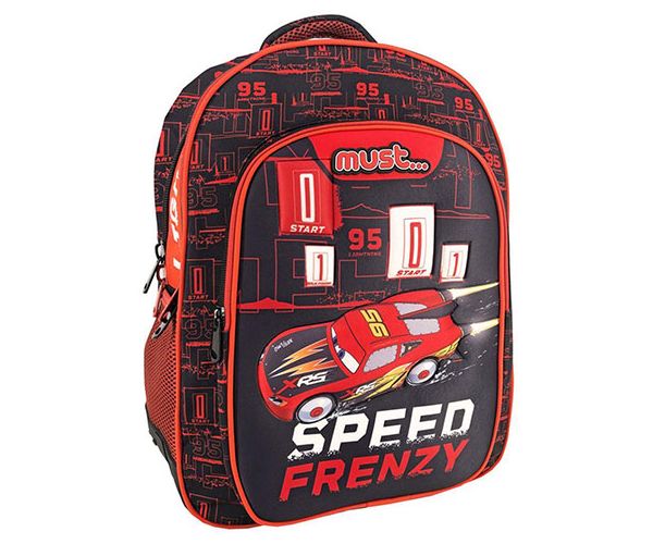 Must... Verdák Speed Frenzy három rekeszes lekerekített iskolatáska, hátizsák 32x18x43cm